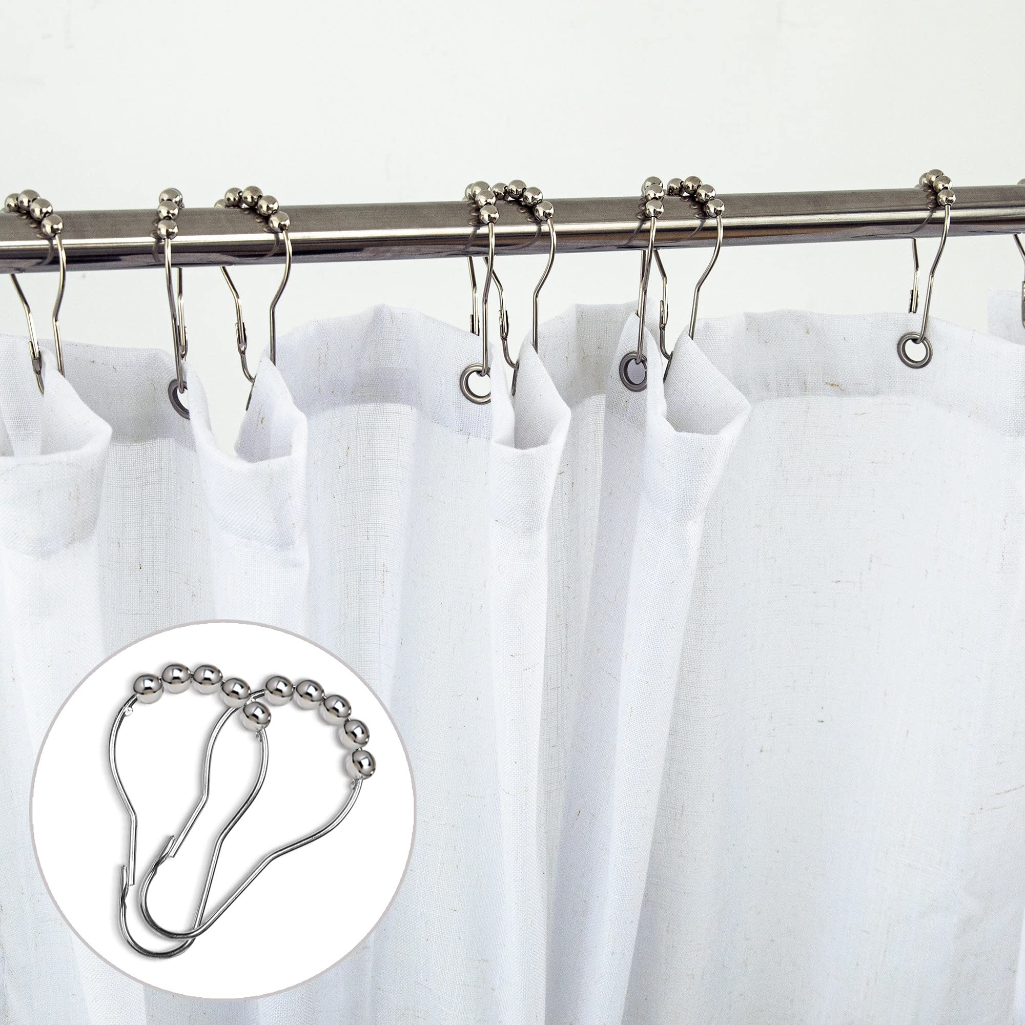Koufall Textured Cloth Farmhouse Shower Curtain For Bathroom Small Stall 36X72 Inch Linen Fabric Half Narrow Waterproof Rv Shower Curtains For Bathtub Ensuite Plain White