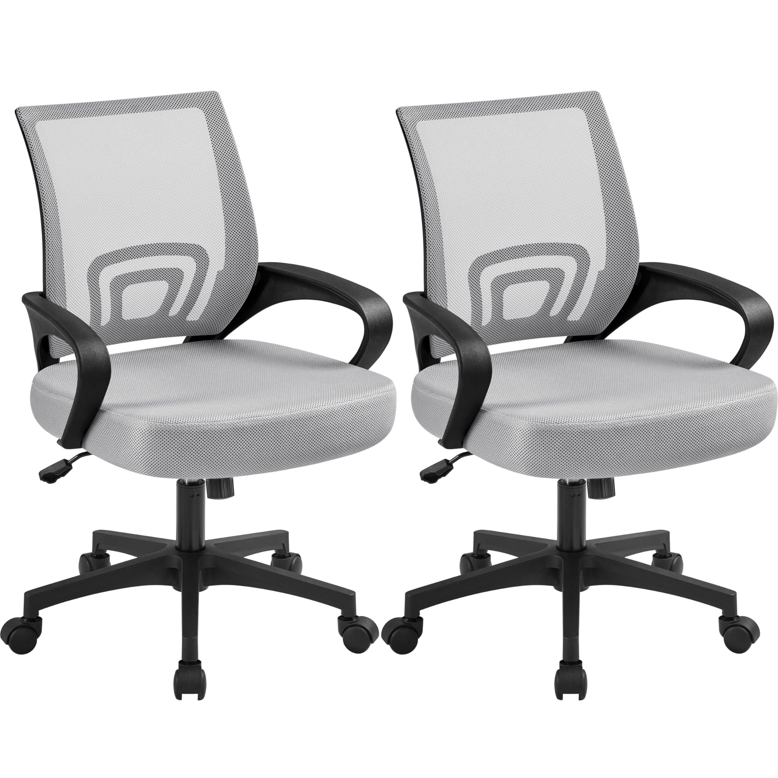Yaheetech 2pcs Ergonomic Desk Chair Mesh Computer Chair with Lumbar Support Armrest Executive Rolling Swivel Adjustable Mid Back
