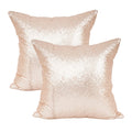 Your Smile Pack Of 2, New Luxury Series Rose Gold Champagne Decorative Glitzy Sequin & Comfy Satin Throw Pillow Cover Cushion Ca