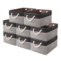 SAMORADREA 8 Pack Storage Basket Bins & Decorative Baskets Fabric Storage Cubes Containers Bulk W/Handles for Office, Home, Book