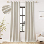 Jowels Natural Linen Blackout Curtains 108 Length 2 Panels Set for Living Room Bedroom, 100% Black Out Thermal Insulated Linen D