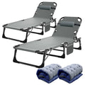 ABORON 2PK Heavy Duty Tanning Chair, 5-Gear Outdoor Folding Chaise Lounge Chair with Cushion,Portable Beach Lounge Chair for Out
