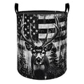 Patriotic Deer Laundry Basket Hamper for Boys Girls Kids Adults, Foldable Waterproof Oxford Clothes Storage Bin, American Flag H
