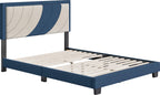 Boyd Sleep Sail Away Upholstered Platform Bed with Headboard and Durable Mattress Foundation with Strong 14 Wood Slat Supports, No BoxSpring Required: Twin, Blue/White