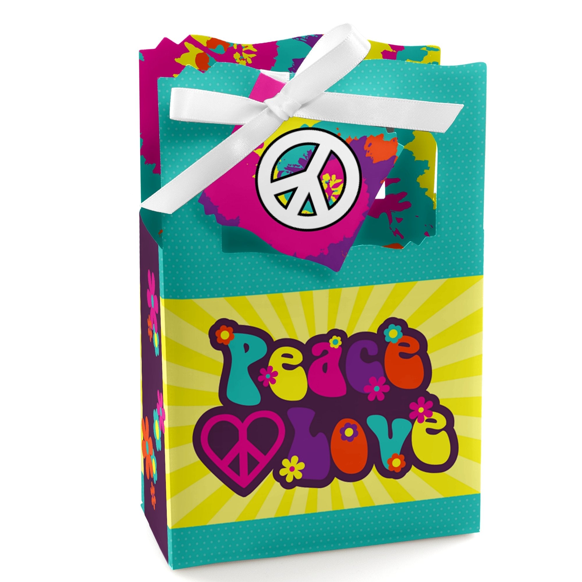 Big Dot of Happiness - 60's Hippie - 1960s Groovy Party Favor Boxes - Set of 12
