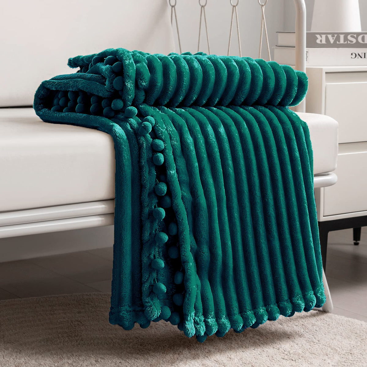 Dissa Fleece Blanket Throw Size - 51X63, Green - Soft, Plush, Fluffy, Fuzzy, Warm, Cozy - Perfect Throw For Couch, Bed, Sofa - W