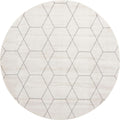 Unique Loom Trellis Frieze Collection Area Rug - Geometric (8 Round, Ivory/ Gray)