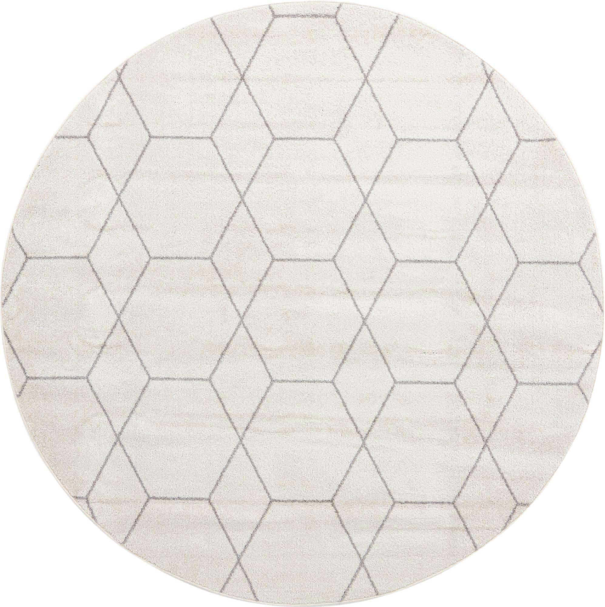 Unique Loom Trellis Frieze Collection Area Rug - Geometric (8 Round, Ivory/ Gray)