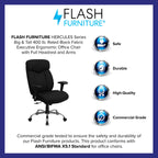 Flash Furniture HERCULES Series Big & Tall 400 lb. Rated Black Fabric Executive Ergonomic Office Chair with Full Headrest and Arms
