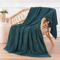 Puncuntex Flannel Fleece Throw Blanket Dusty Blue 50''  60'',Super Soft Plush Cozy Blanket With Square Grid Design Luxury For Co