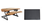 Rocelco 46" Height Adjustable Corner Standing Desk Converter with Anti Fatigue Mat Bundle - Quick Sit Stand Up Dual Monitor Riser - Computer Workstation - Teak Wood Grain (R CADRT-46-MAFM)