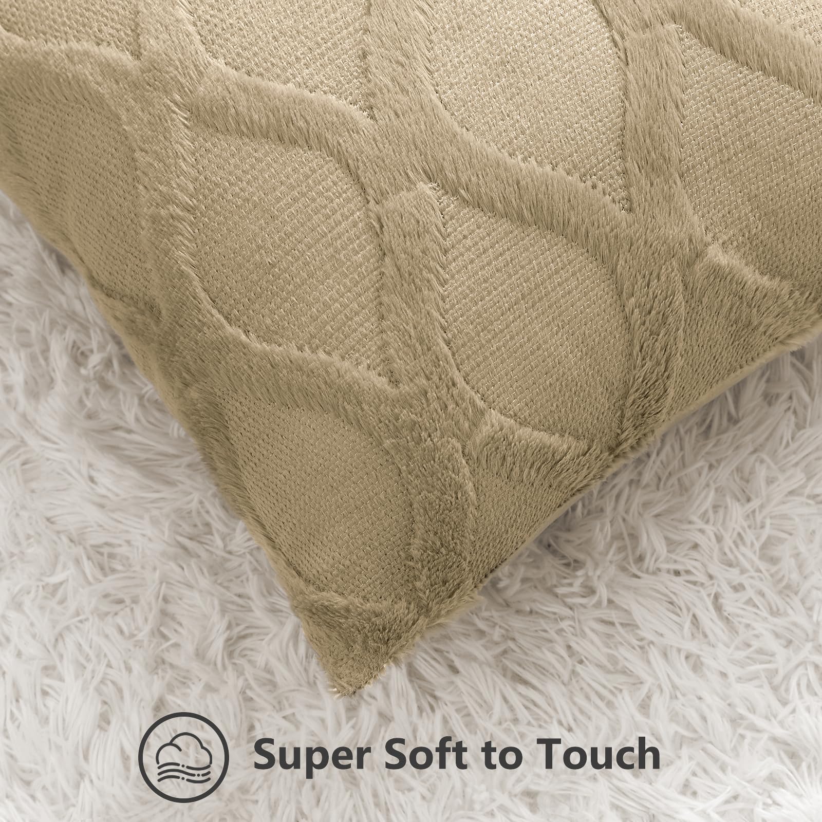 Decoruhome Throw Pillow Covers 24X24 Inch Set Of 2, Soft Plush Faux Fur Wool Khaki Couch Pillow Covers, Decorative Pillow Cases For Bed Sofa Living Room Home Decor