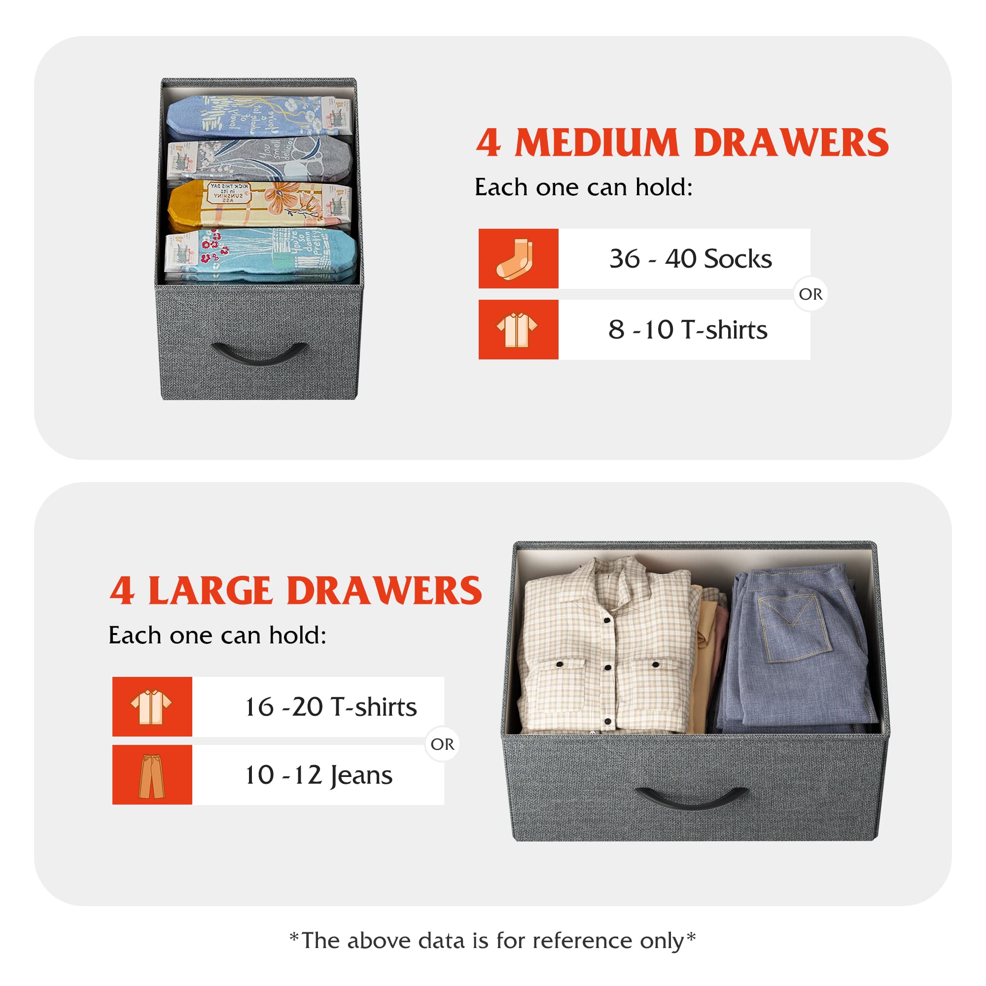 Wlive Dresser For Bedroom With 8 Drawers, Wide Fabric Dresser For Storage And Organization, Bedroom Dresser, Chest Of Drawers For Living Room, Closet, Hallway, Nursery, Dark Grey