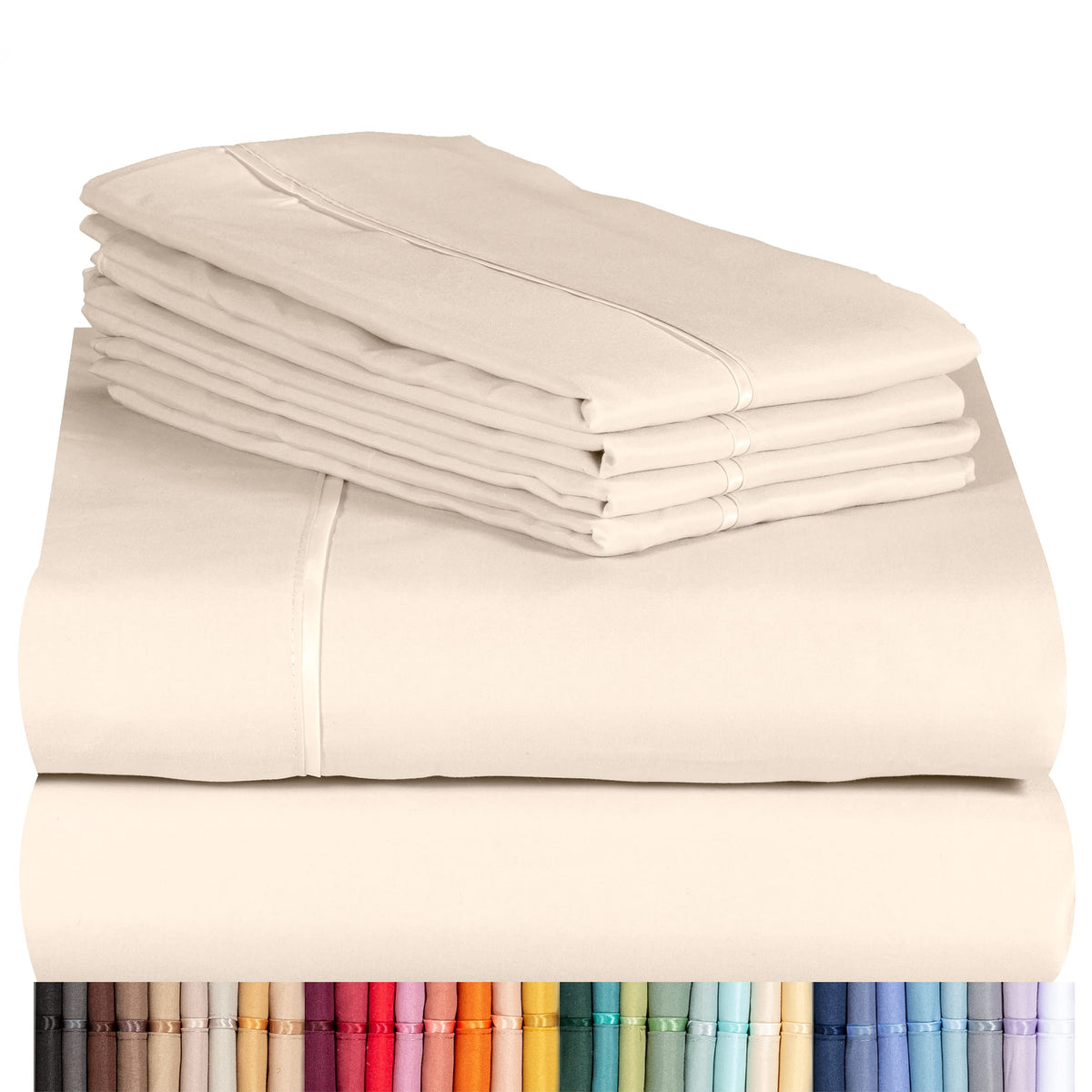 Luxclub 6 Pc Sheet Set Sheets Deep Pockets 18' Eco Friendly Wrinkle Free Sheets Machine Washable Hotel Bedding Silky Soft - Cre