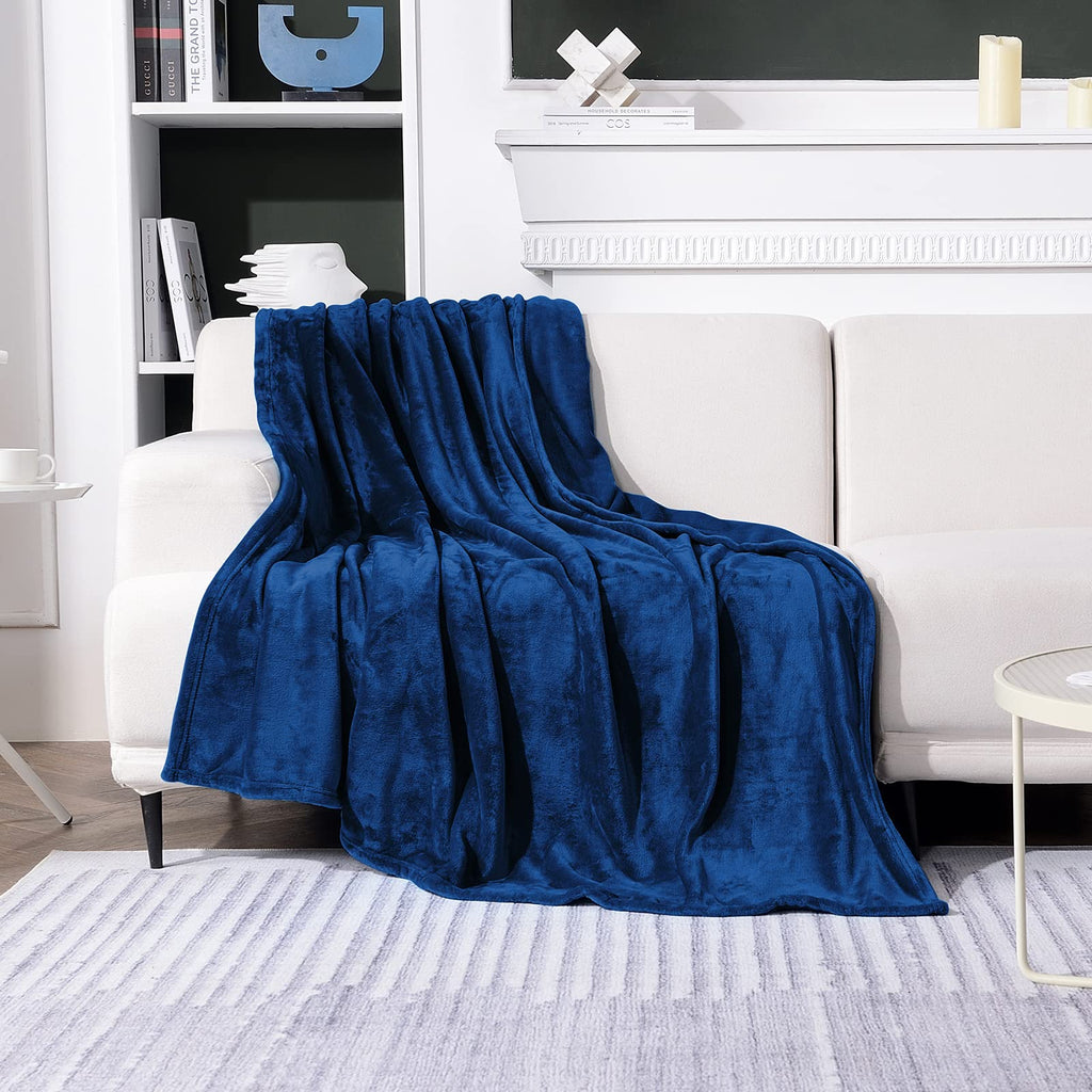 Sochow Flannel Fleece Blanket Twin Size, All Season Lightweight Super Soft Cozy Blanket For Bed Or Couch, Navy Blue, 60X80 Inche