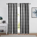 Bapawfish Black White Buffalo Plaid Semi Sheer Curtain Panels 72 Inches Long,Farmhouse Gingham Rod Pocket Drapes,Retro Checkered
