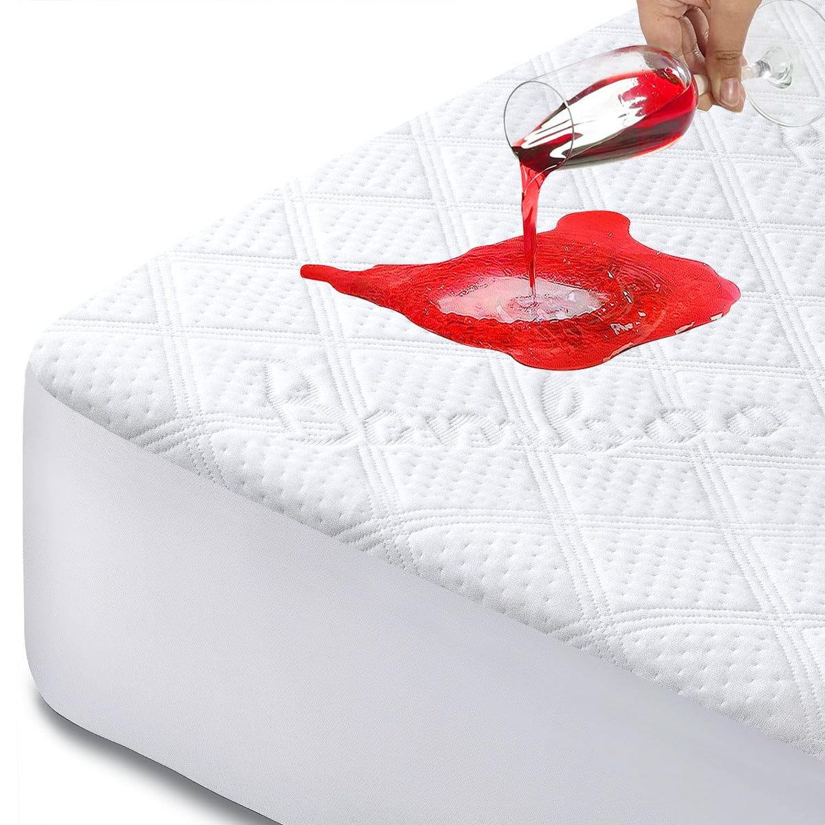 Kmall King Mattress Protector, Waterproof Noiseless Mattress Cover With Deep Pocket For 8-21 Inches Mattress, Soft Breathable Ma
