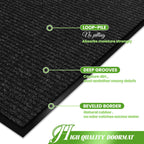 Door Mat Heavy Duty Outdoor Indoor Doormat Low Profile Front Door Mat Large 48X72 Inch Black Entrance Welcome Mats Easy Clean Pa