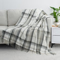 Ginamuse Grey And White Plaid Throw Blanket For Couch,60'X80' Super Soft Cozy Warm Home Decorative Throw With Tassels For Bed