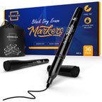 Scribbledo 36 Pack Dry Erase Markers Black Fine Tip Whiteboard Markers With Eraser Cap Thin Low Odor Skinny White Board Markers