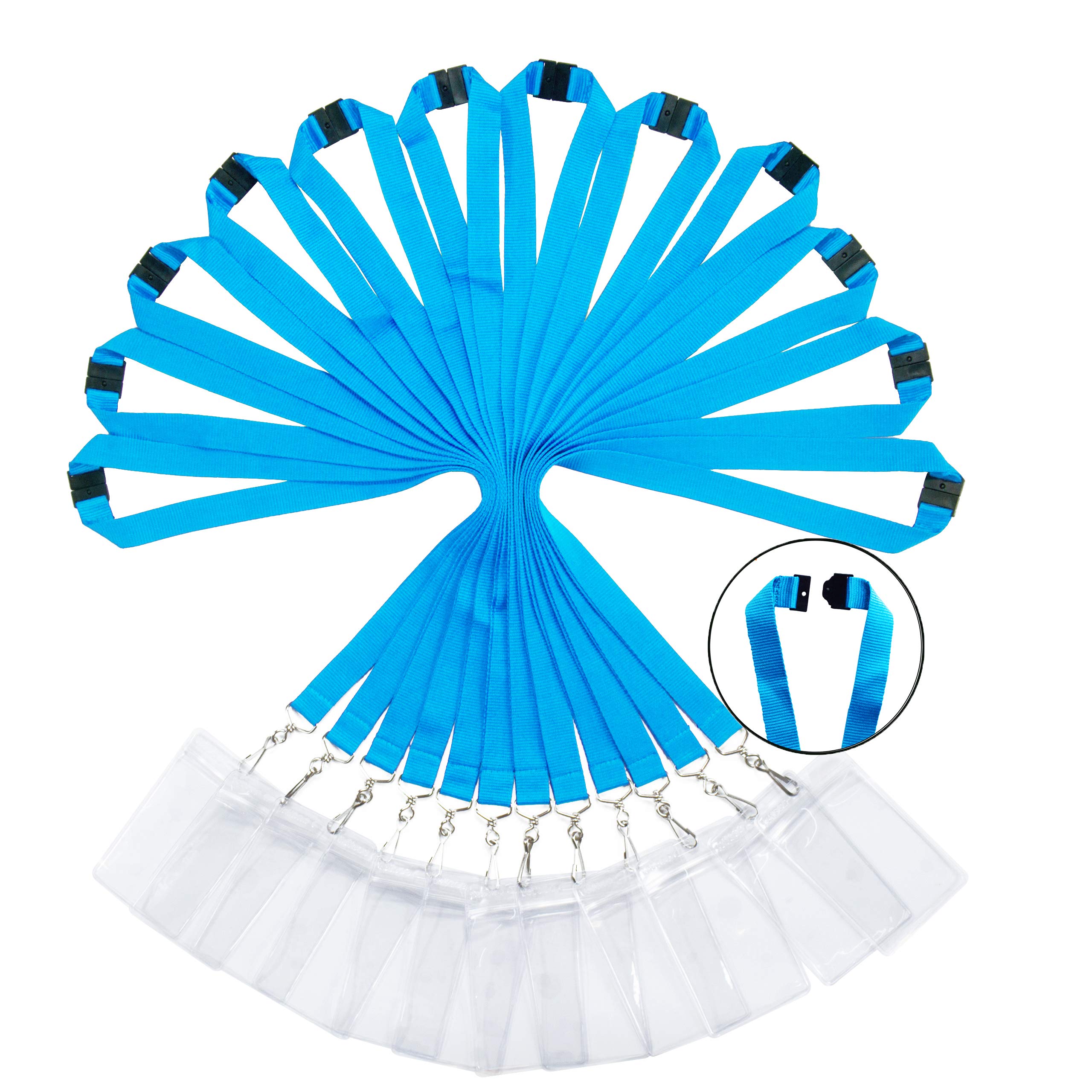 12 Pack Breakaway Lanyards With Id Badge Holder&Breakaway Clasp Neck Strap For Schools, Cruise, Office, Kids, Sky Blue