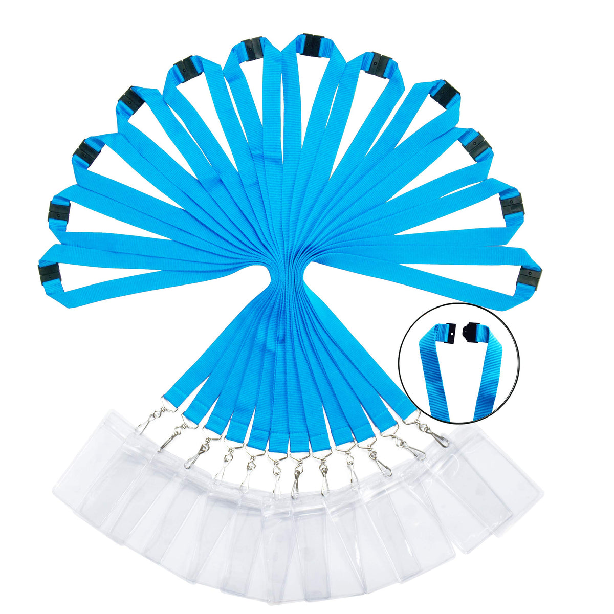 12 Pack Breakaway Lanyards With Id Badge Holder&Breakaway Clasp Neck Strap For Schools, Cruise, Office, Kids, Sky Blue
