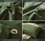 Moomee Bedding Duvet Cover Set 100% Washed Cotton Linen Like Textured Breathable Durable Soft Comfy (Olive Green, Twin)