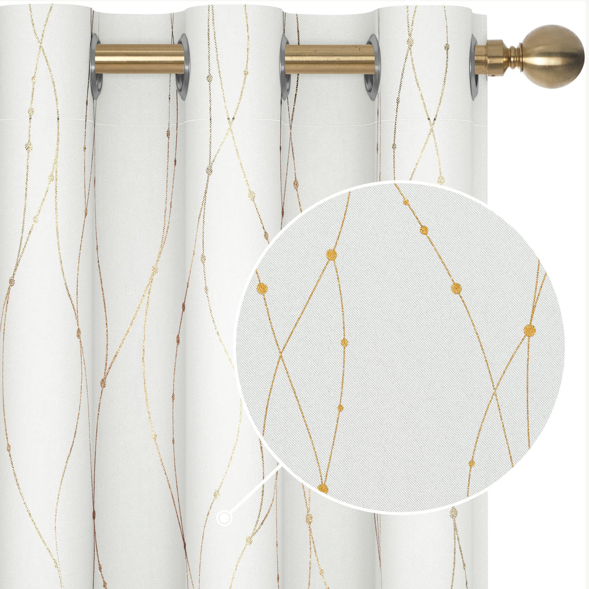Deconovo White Curtains For Bedroom, 54 Inch Length 2 Panels Set, Energy Efficient And Light Blocking Window Curtains & Drapes (