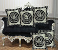 Fab Nation Set Of 5 Black 16X16 Inch Cushion Covers, Jute Cotton (Black, Grey, Silver), Modern Design