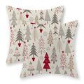 Christmas Pillow Covers 20X20 Set Of 2 Christmas Decor Linen Pillowcase Geometric Colorful Christmas Tree Throw Pillows Winter F