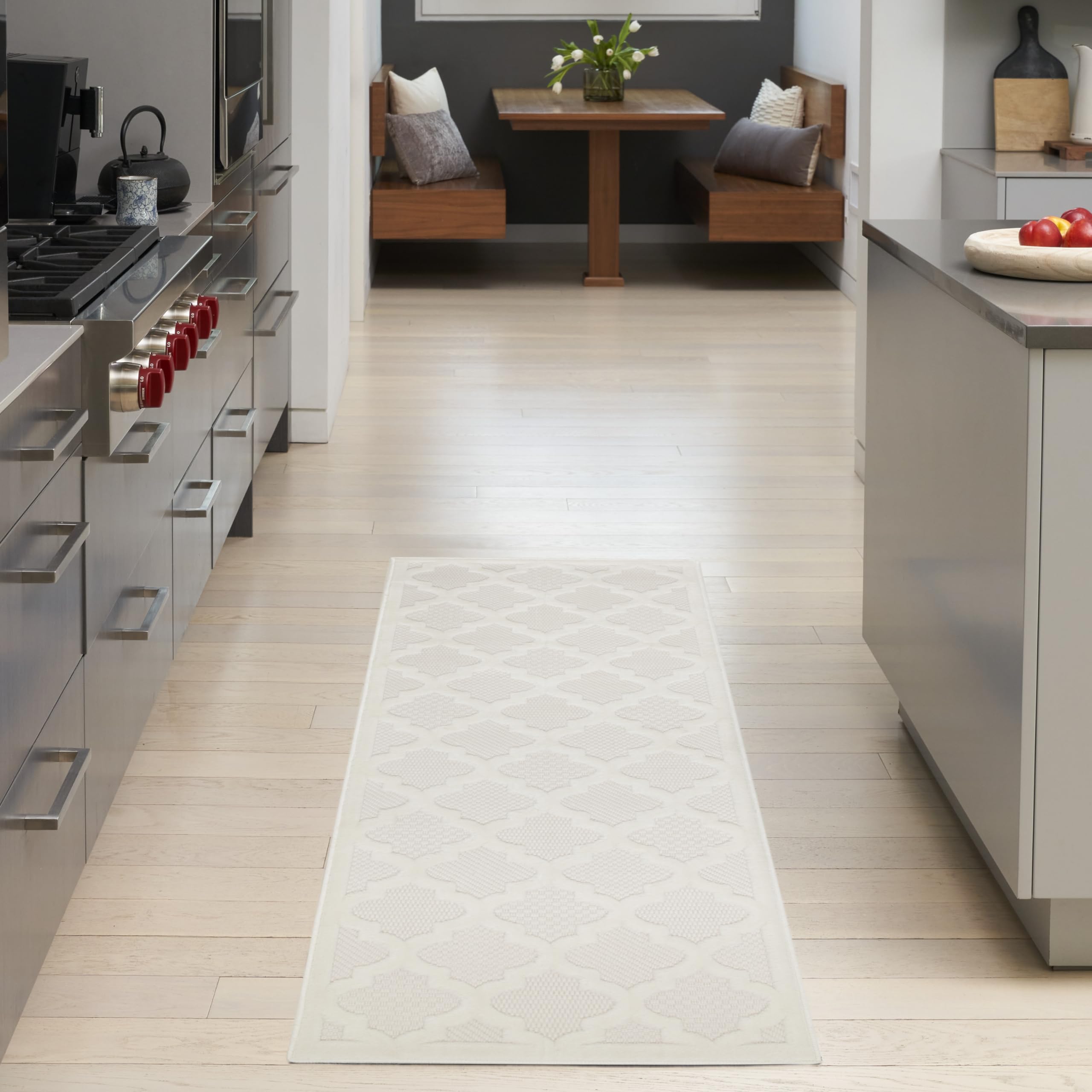 Nourison Easy Care Ivory White 2 x 6 Area Rug Easy Clean, Non Shedding, Bed Room, Living Room, Dining Room, Kitchen (6 Runner