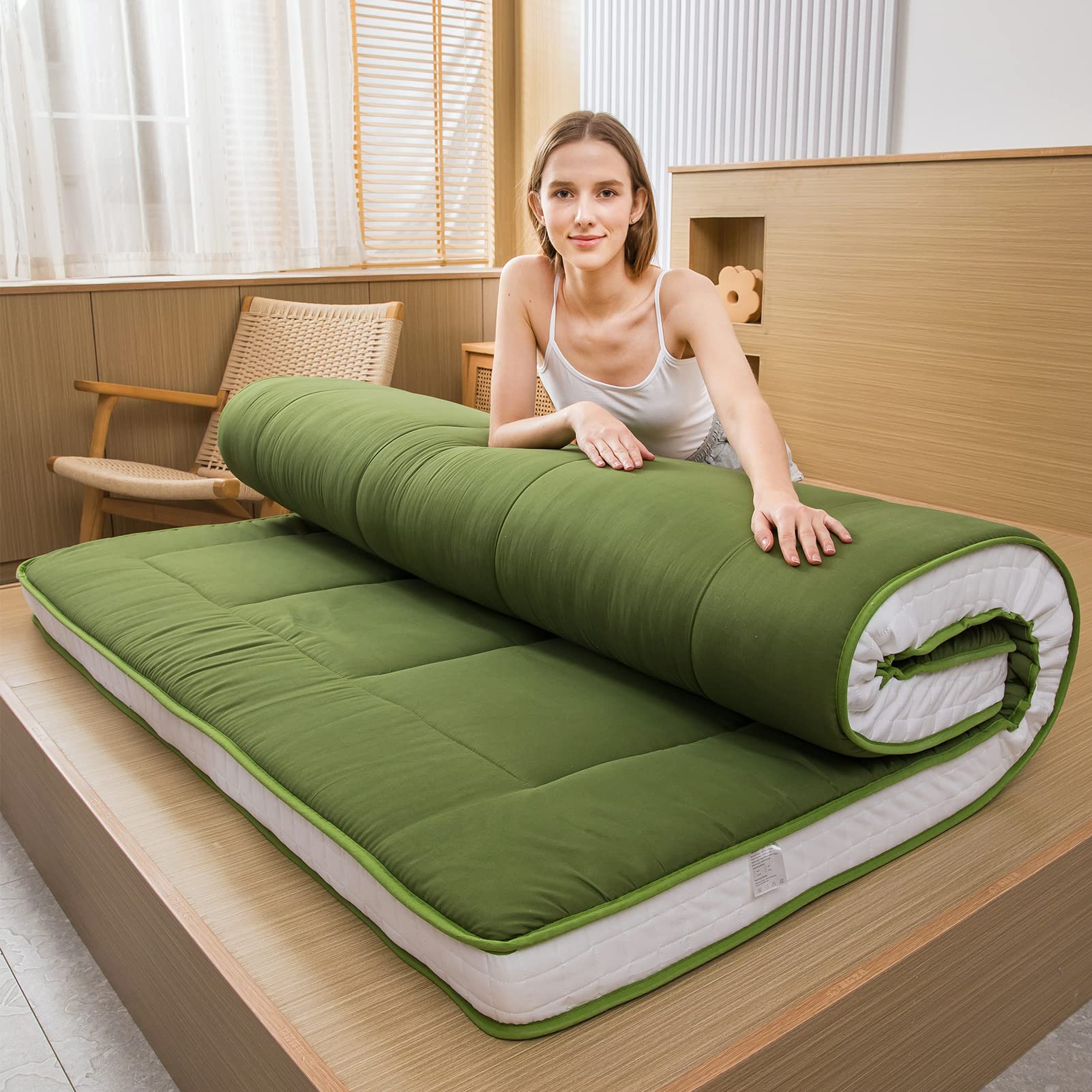 Maxyoyo King Futon Mattress Foam Mattress Topper, Japanese Floor Mattress Foldable Mattress Futon Bed Mattress Pad Guest Bed Mat