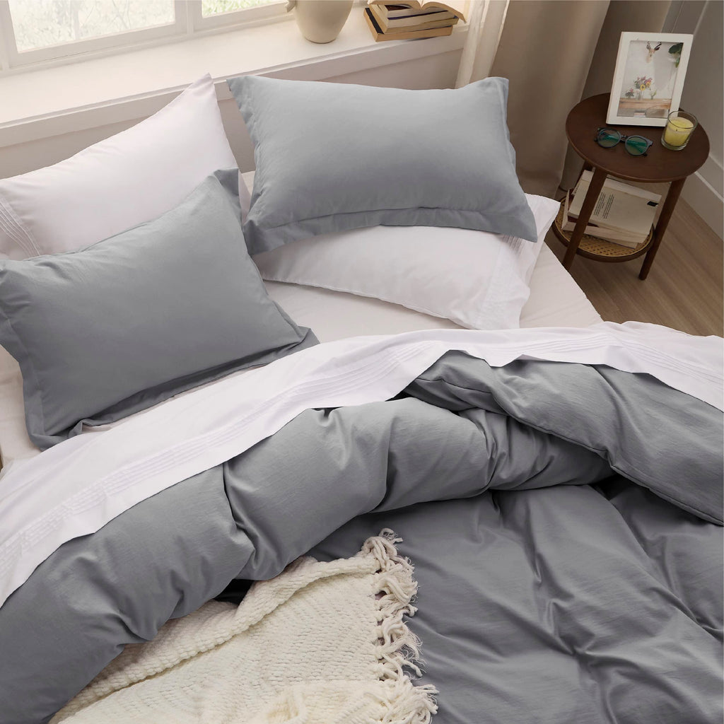 Bedsure Grey Duvet Cover Full Size - Soft Prewashed Full Duvet Cover Set, 3 Pieces, 1 Duvet Cover 80X90 Inches With Zipper Closu