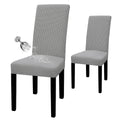 Easy-Going 100% Waterproof Dining Room Chair Cover Set Of 2, Stretch Jacquard Parson Chair Slipcover Removable Washable Chair Protector For Home, Restaurant, Banquet (Large, Light Gray)
