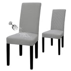 Easy-Going 100% Waterproof Dining Room Chair Cover Set Of 2, Stretch Jacquard Parson Chair Slipcover Removable Washable Chair Protector For Home, Restaurant, Banquet (Large, Light Gray)