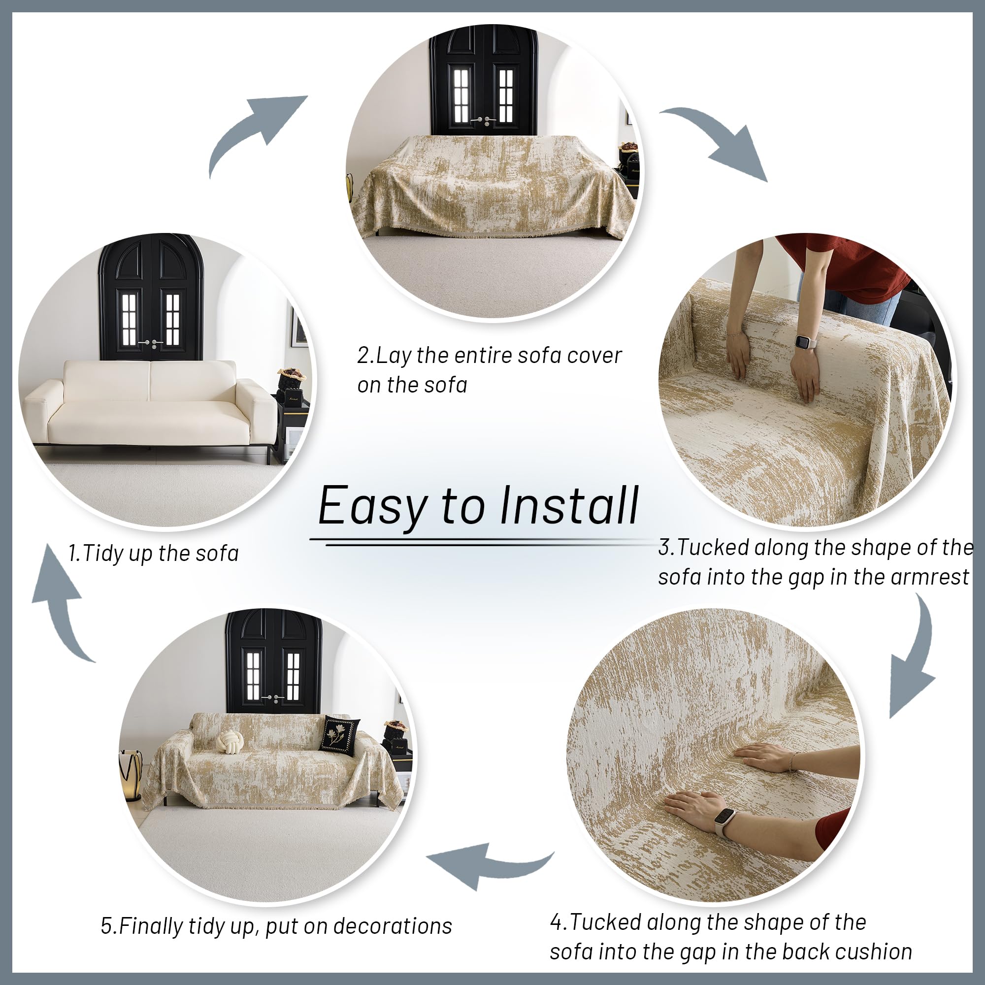 Mysky Home Couch Cover For Dogs Washable Couch Sofa Protector For Loveseat Sofa With Cats Pets Friendly Chenille Khaki Abstract