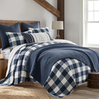 Levtex Home - Cross Stitch Navy Quilt Set - 100% Cotton - Twin/Twin Xl Quilt (68X86In.) + 1 Standard Sham (26X20In.) - Reversibl