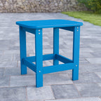 Flash Furniture Charlestown Tiered Commercial Poly Resin Adirondack Side Table - Blue - All-Weather - Indoor/Outdoor