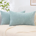 Decoruhome Couch Throw Pillow Covers 12X20 Set Of 2, Decorative Soft Chenille Solid Dyed Lumbar Pillow Covers For Sofa Bed Livin