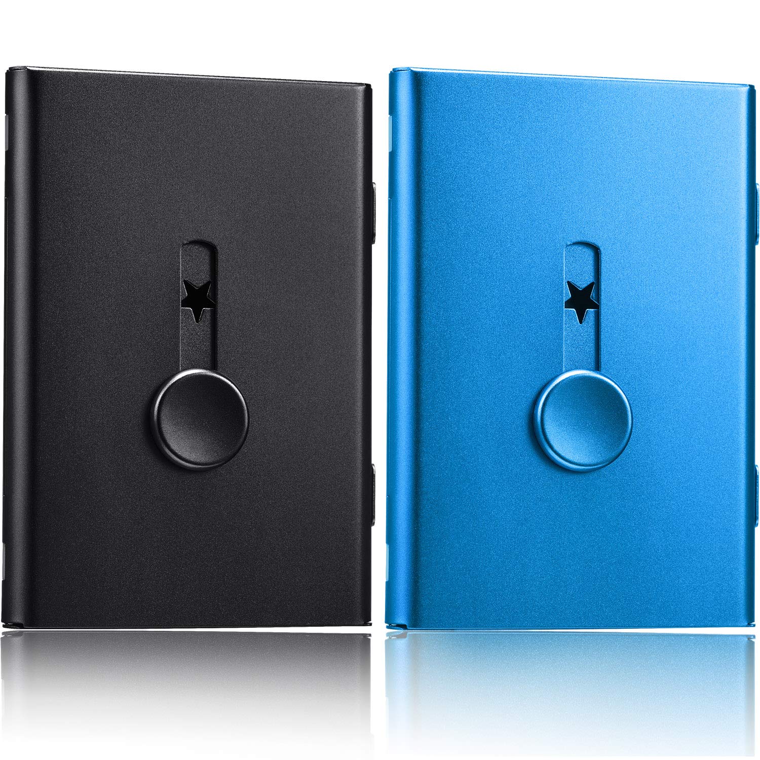 Tatuo 2 Pack Thumb Drive Business Card Holder Stainless Steel Business Name Card Case Portable Slide Out Name Holder Wallet Nice