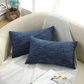 Decoruhome Decorative Throw Pillow Covers 12X20 Set Of 2, Lumbar Farmhouse Pillow Covers, Chenille Soft Pillow Covers For Couch Sofa Bed, Navy Blue