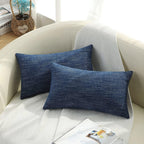 Decoruhome Decorative Throw Pillow Covers 12X20 Set Of 2, Lumbar Farmhouse Pillow Covers, Chenille Soft Pillow Covers For Couch Sofa Bed, Navy Blue