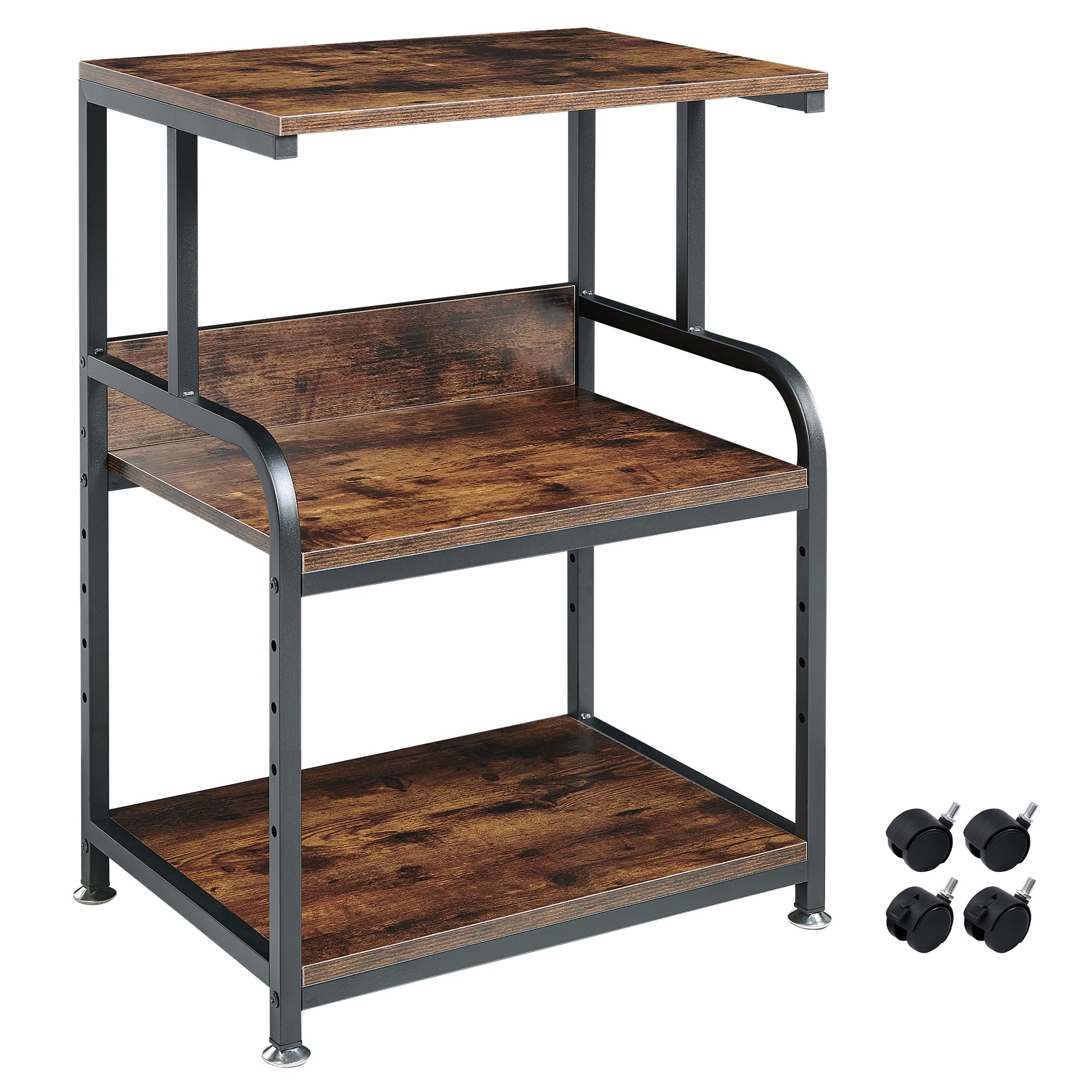 Fannova Printer Table Stand With Height Adjustable Shelf, 3 Tier Rolling Printer Cart With Wheels For Home Office Storage And Or