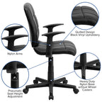 Flash Furniture Clayton Mid-Back Black Quilted Vinyl Swivel Task Office Chair with Arms