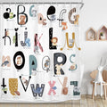 Riyidecor Kids ABC Learning Alphabet Shower Curtain for Bathroom Decor 60Wx72H Educational Study Boys Baby Children Funny Large 