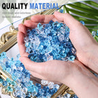 Domestar 550Pcs Mixed Blue Vase Fillers, Acrylic Fake Crushed Ice Rocks Fish Tank Vase Centerpiece Party Table Scatter Props Dis