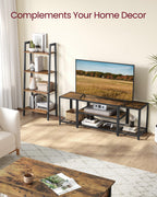 Vasagle Modern Tv Stand For Tvs Up To 65 Inches, 3-Tier Entertainment Center, Industrial Tv Console Table With Open Storage Shelves, For Living Room, Bedroom, Rustic Brown And Black Ultv097B01