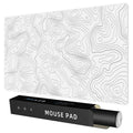 Rinaze Extra Large Gaming Mouse Pad With White Topographic, Xxl Mousepad, Big Mouse Mat Desk Pad, Non Slip Keyboard Pad For Gami