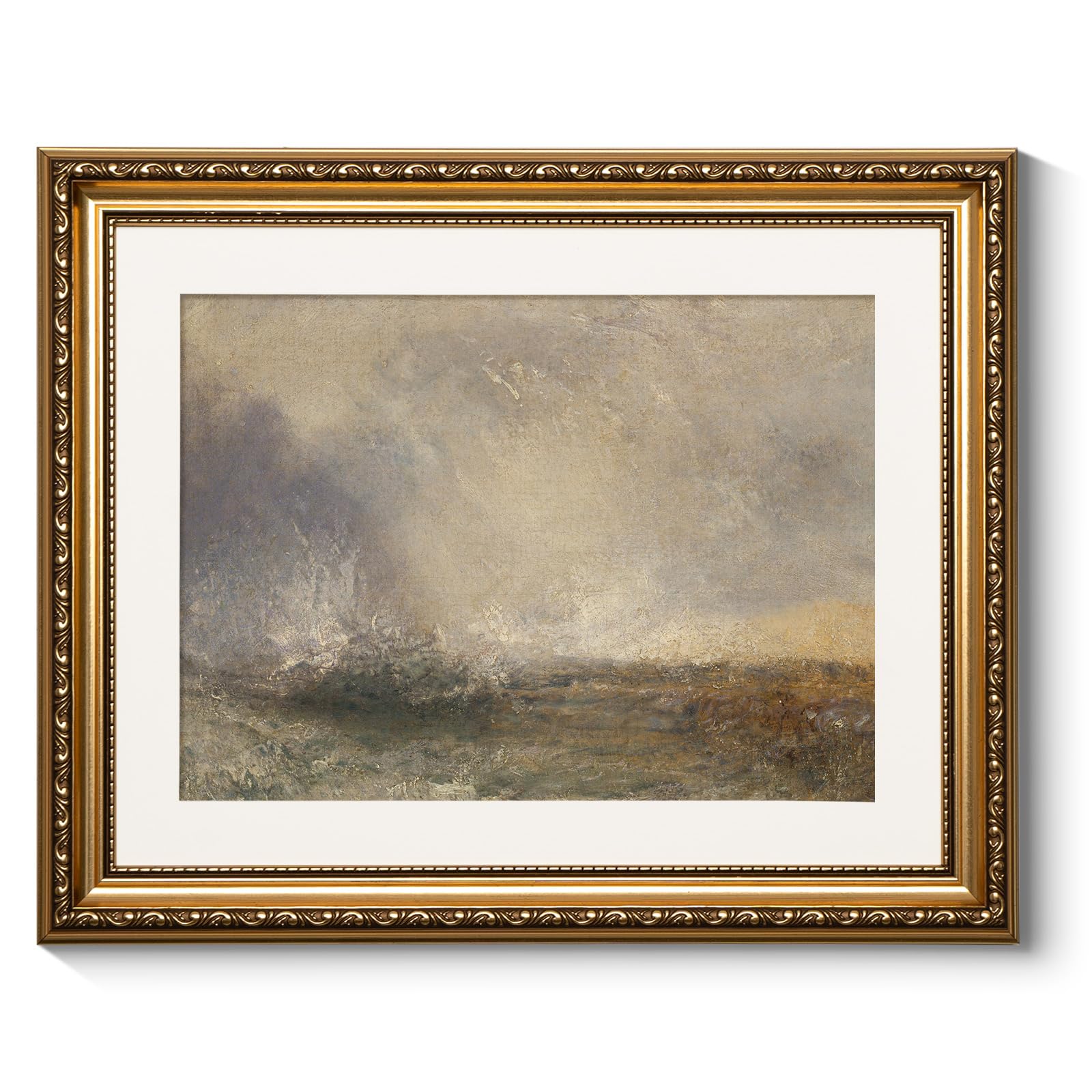 ARPEOTCY Vintage Gold Framed Wall Art, Nature Abstract Storm Seascape Paintings, Canvas Pictures Prints Artwork with Antique Fra