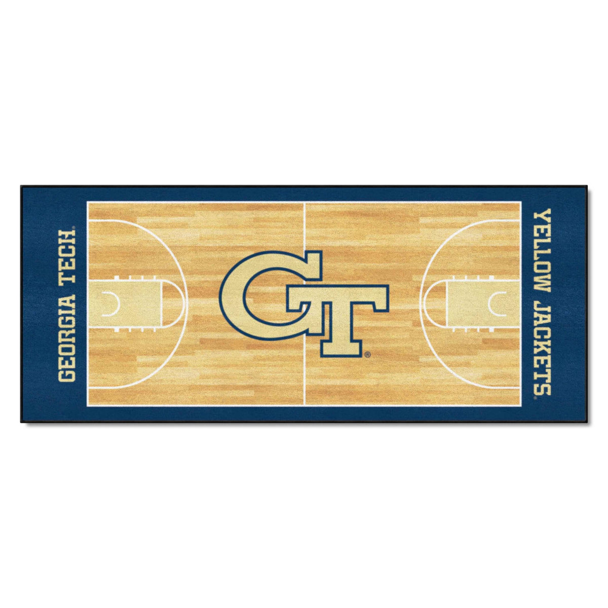 Fanmats 8454 Ncaa  Georgia Tech Yellow Jackets Basketball Court Runner Rug  30In. X 72In. | Sports Fan Area Rug